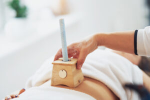 Picture of moxibustion therapy on woman body. High quality photo