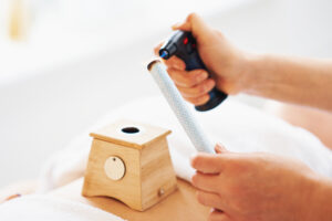Picture of moxibustion therapy on woman body. High quality photo